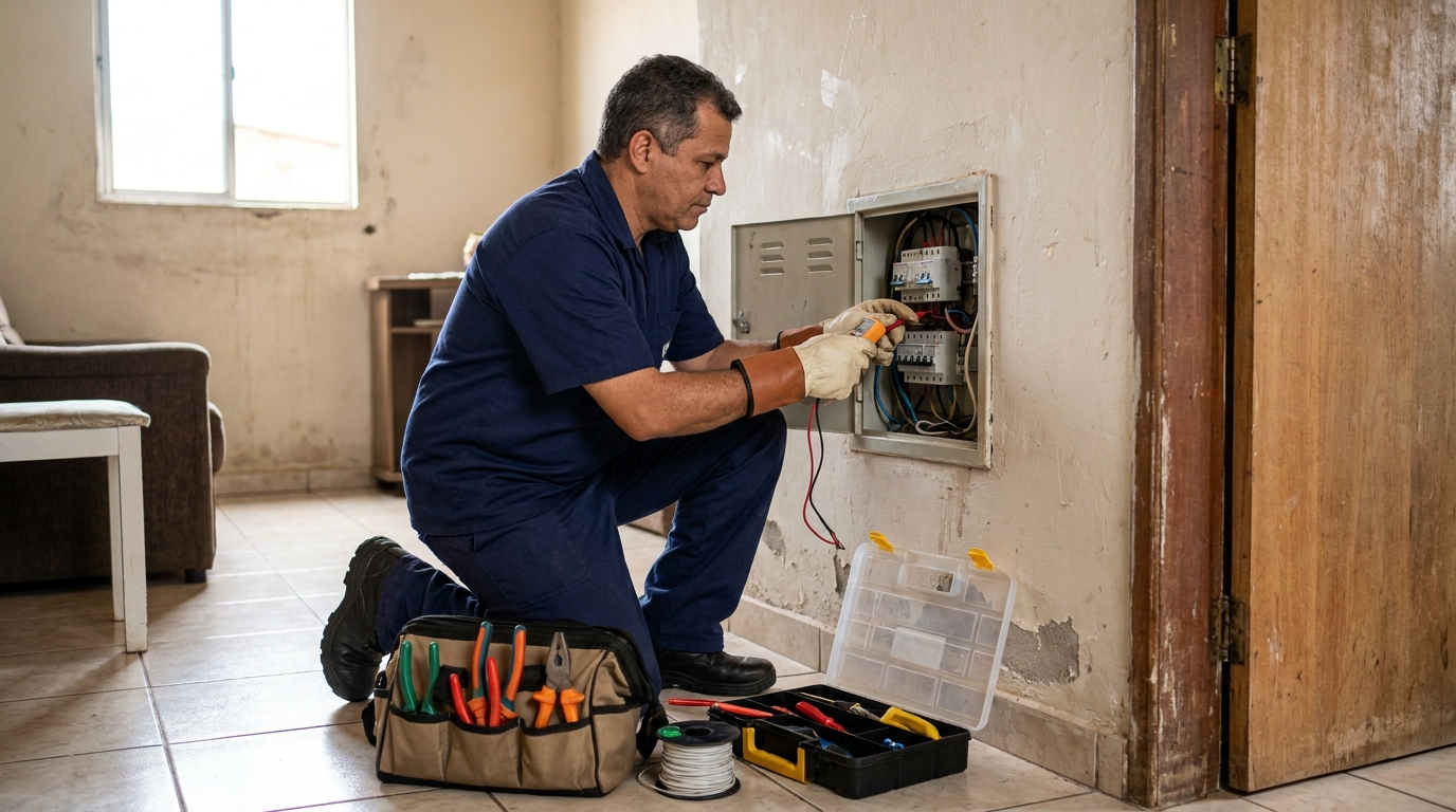 Eletricista com ferramentas em Santa Maria‑RS