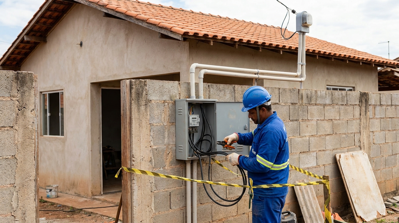 Eletricista instalando padrao de energia em Santa Maria‑RS
