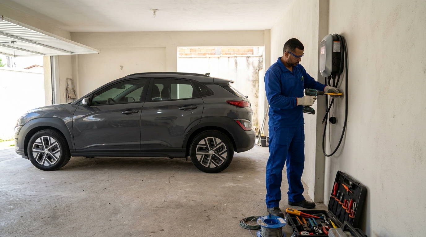 Instalacao de carregador de carro eletrico em Santa Maria‑RS