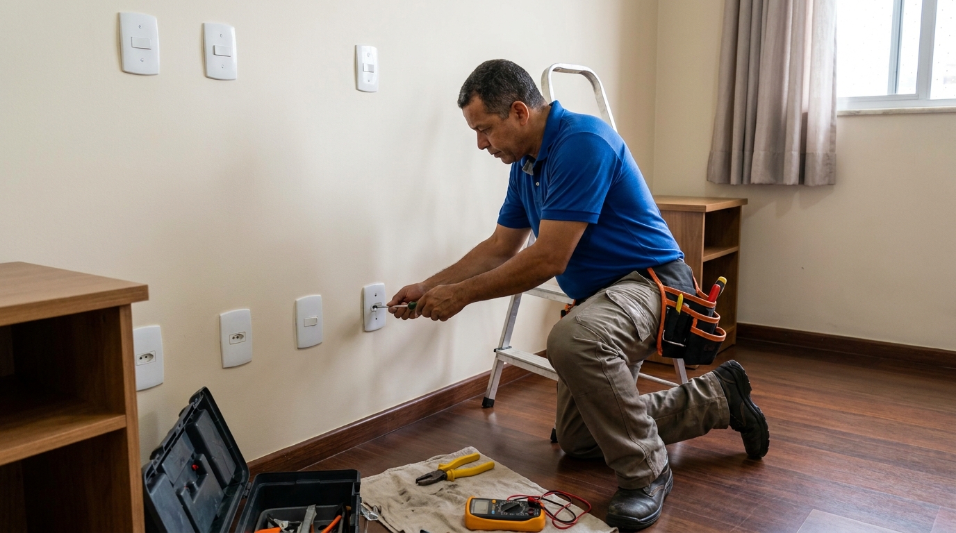Instalacao de tomada e interruptor residencial em Santa Maria‑RS