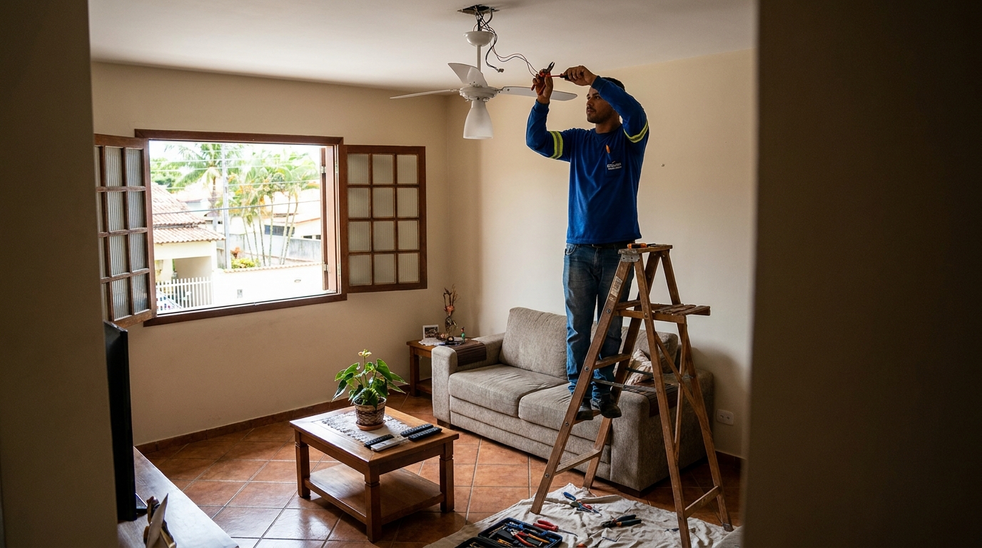 Instalacao de ventilador de teto profissional em Santa Maria‑RS