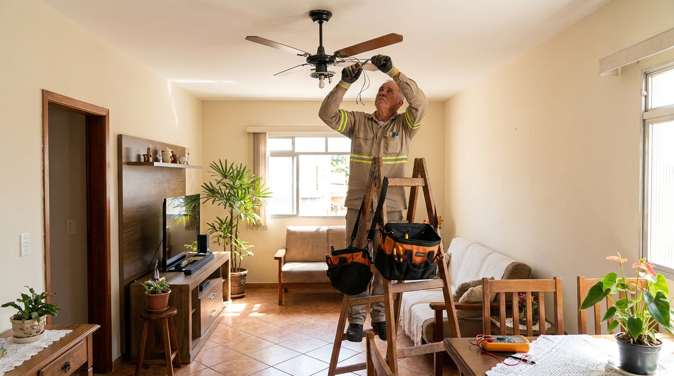 Montagem de ventilador de teto em Santa Maria‑RS